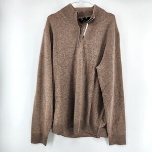 The Commons Men's Brown XL 100% Cashmere 1/4 Zip‎ Sweater NWT